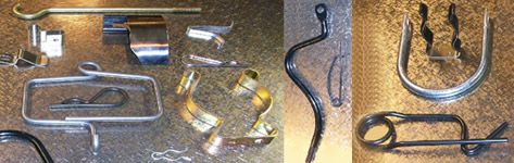 Wire forms, clips, flat springs